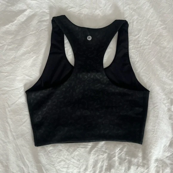 90 Degree by Reflex Wonerlink Black Leopard Print Racerback Sports Bra - Picture 9 of 13